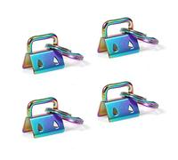 SPEEDWOX 25Pcs 0.8 Inch Key Fob Hardware Set, Rainbow Keychain Wristlet with Split Ring, for Ribbon Webbing