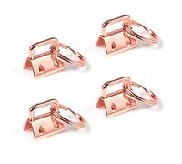 SPEEDWOX 25Pcs 1.25 Inch Key Fob Hardware Set, Rose Gold Keychain Wristlet with Split Ring, for Ribbon Webbing