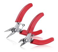 SPEEDWOX 2Pcs Mini Long-Nose & Short-Nose Pliers - 4.5 Inch, Flush Cutters, Tweezer, Wire Diagonal Oblique Cutter, Steel Cutting Nippers