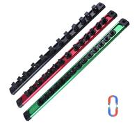 SPEEDWOX 3 Pack Magnetic Socket Organizer Heavy Duty Aluminum Alloy 360 Swivel Clips for Toolbox 1/2" 3/8" 1/4" with 40 Clips