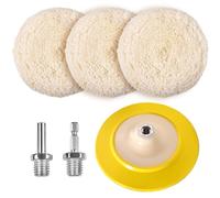 SPEEDWOX 3 Pcs 7 Inch Wool Polishing Buffing Pad Polishing Buffing Wheel for Drill Buffer Attachment with M14 Drill Adapter and Flexible Adhesive Disc