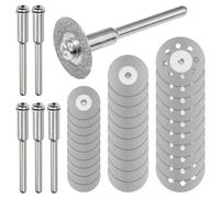 SPEEDWOX 30 Pcs Diamond Cutting Discs Diamond Cut-Off Wheel Universal 16mm 20mm 25mm Thin and Sharp Cutting Wheel with 6 Pcs 3mm Mandrel for Cutting Jade, Crystal, Thin Iron, Ceramics and Glass