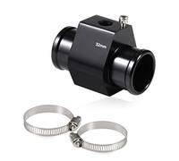 SPEEDWOX 32mm 1-1/4 Inch Water Coolant Temperature Sensor Adapter, Joint Pipe Radiator Sensor Adaptor with 2 Pcs Stainless Steel Hose Clamps, Radiator Hose Adapter for Temp Sensor and Gauge(Black)