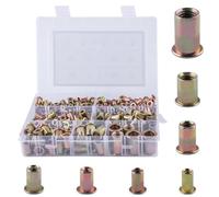 SPEEDWOX 368pcs Rivet Nut Assortment Kit Yellow Zinc Flat Head Rivnut Set Threaded Insert Nut Set Stainless Steel Rivet Nuts Kit 304 Stainless Steel #6-32#8-32#10-24 1/4"-20 5/16"-18 3/8"-16 1/2"-13
