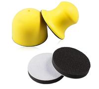 SPEEDWOX 4 Pack 3" Round Hand Sanding Blocks Hook and Loop Sanding Pad Includes 2Pcs Sponge Cushions, Hook Backing Plate for Wood Furniture Restoration Polishing Home and Car (Yellow)