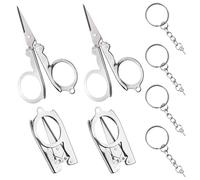 SPEEDWOX 4 Pcs Stainless Steel Folding Scissors Portable Pocket Foldable Travel Scissors with Keychain and Case Tiny Mini Craft Cutters for Home, Travel, Camping & Outdoor Activities (Silver)