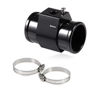 SPEEDWOX 40mm Water Coolant Temperature Sensor Adapter, Joint Pipe Radiator Sensor Adaptor with 2 Pcs Stainless Steel Hose Clamps, Radiator Hose Adapter for Temp Sensor and Gauge(Black)