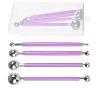 SPEEDWOX 4pcs Caulking Tool Set Metal Ball Modeling Tools Double Ended | Double Ended 8 Ball, Tile Grout Tile Finishing, DIY Crafts Ceramics Clay Sculpting and Cake Decorating, Storage Case