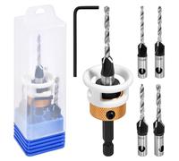 SPEEDWOX 4pcs Countersink Drill Bit Set 2.8mm, 3.2mm, 3.5mm, 4mm With 1/4 inch Hex Shank Countersink Bits Adjustable Depth Stop And L Shape Wrench Countersink Hole Drill Bit For Wood, Woodworking