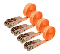 SPEEDWOX 4PCS Endless Ratchet Tie Down Straps Heavy Duty Orange Ratchet Straps 1750 lbs Break Strength 1 Inch Width 20 Feet Length Cargo Ropes for Car Rack, Utility Trailer, Pickup Truck Bed
