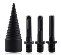 SPEEDWOX 4pcs Firewood Log Splitter Wood Log Splitter Easy Splitter Detachable Drill Bit Heavy Duty Electric Drills Screw Cone Driver Removable 32mm + 3 Handles (Square + Round + Hex Shank)