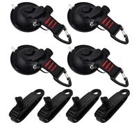 SPEEDWOX 4PCS Suction Cup Hooks Heavy Duty Car Camping Essentials Upgraded Tie Down Suction Cup Camper Accessories Camping Tarp Accessory with Securing Hooks for RV Boat Window Glass Camping Trap