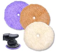 SPEEDWOX 5 Inch Wool Polishing Pads 3PCS Premium Wool Buffing Polishing Pads Coarse & Medium Cutting Pads with Hook & Loop Backing for Car Buffer Polisher Compounding and Detailing