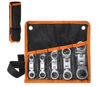 SPEEDWOX 5-Piece Stubby Wrench Set SAE 1/4"-13/16" Flex Head Ratcheting Double Box End Wrench with 72-Tooth Ratchet CR-V Steel Construction for Tight Spaces & Automotive Repair Mini Spanner Set