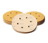 SPEEDWOX 50 Pcs Sanding Discs 6 Inches 80 Grit 6 Hole Hook and Loop Sandpaper Dustless Fit for Random Orbital Sander Assortment Yellow Finishing Discs for Automotive Woodworking