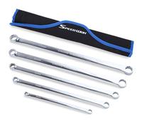 SPEEDWOX 5PCS Extra Long Double Box End Wrench Set Chrome Vanadium Steel Aviation Wrenches Mirror Polished 8mm, 10mm, 12mm, 13mm, 14mm, 15mm, 16mm, 17mm, 18mm, 19mm, Organized in Rolling Pouch