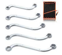 SPEEDWOX 5Pcs Metric S-Shape Box End Wrench Set, 10-19mm, Double 12-Point, Chrome Finish, Roll-Up Pouch, Alloy Steel, Polished, Manual Operation