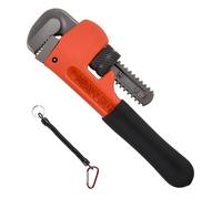 SPEEDWOX 6 Inch Adjustable Pipe Wrench with Spring Lanyard 6 Inch Straight Adjustable Mini Pipe Wrench Anti-Slip Cushion Grip, Compact for Tight Spaces, for Plumber DIY