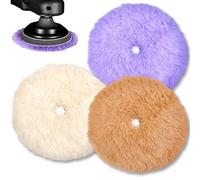 SPEEDWOX 6 Inch Wool Polishing Pads 3PCS Premium Wool Buffing Polishing Pads Coarse & Medium Cutting Pads with Hook & Loop Backing for Car Buffer Polisher Compounding and Detailing