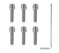 SPEEDWOX 6 Pcs Allen Hex Tapered Bolts Screws with Hex Wrench, Titanium M5x20mm with Washer, MTB Road Mountain Bike Bicycle Stem Bolt Screws Titanium for MTB Bike Bicycle Stem