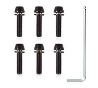 SPEEDWOX 6 Pcs Allen Hex Tapered Bolts Screws with Hex Wrench, Titanium M5x20mm with Washer, MTB Road Mountain Bike Bicycle Stem Bolt Screws Black for MTB Bike Bicycle Stem
