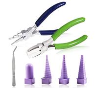 SPEEDWOX 6 Pcs Wire Looping Tool Set, 3 Shapes Paper Quilling Border, 6-in-1 Bail Making Pliers, Nylon Nose Pliers,Tweezers for Jewelry Wire Wrapping