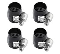 SPEEDWOX 6An Hose Finisher Clamp Aluminium Black 4Pcs Hex Car Hose Finisher Flexible Rubber Pipe Clamp with Screw Hose End Cover Black Hose Clamp Band Adapter Fitting for Fuel Oil and Water Hose Tube