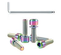 SPEEDWOX 6pcs Bicycle Stem Screw with Washers Set Titanium Alloy Bike Allen Hex Tapered Bolts Screw for MTB Road Bike Stem Parts,M6 x 20mm Ranibow