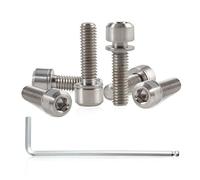 SPEEDWOX 6pcs Bicycle Stem Screw with Washers Set Titanium Alloy Bike Allen Hex Tapered Bolts Screw for MTB Road Bike Stem Parts,M5 x 18mm Normal Titanium