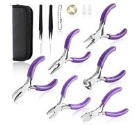 SPEEDWOX 6PCS Mini Jewelry Pliers Set 3-Inch Pliers Set Jump Ring Opener | Nylon Flat Jaw Pliers Round Nose Pliers End Cutting Pliers Long Nose Pliers With Cutter Diagonal Pliers Bent Nose Pliers