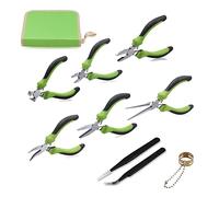 SPEEDWOX 6Pcs Mini Pliers Set with Case Include Flat Nose Pliers End Cutting Pliers Bent Nose Pliers Diagonal Pliers Lineman's Pliers Needle Nose Pliers with 2 Tweezers for Making Crafts, Repairing