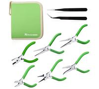 SPEEDWOX 6Pcs Mini Pliers Set with Case Include Flat Nose Pliers Round Nose Pliers Bent Nose Pliers Diagonal Pliers Lineman's Pliers Needle Nose Pliers with 2 Tweezers for Making Crafts, Repairing