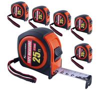 SPEEDWOX 6Pcs Tape Measure 25 Ft Retractable Tape Measure Easy Read Tape Measures Self-Locking Tape Measures Metric Scale Measurement Tape Hook, Belt Clip, Rubber Protective Case for Construction