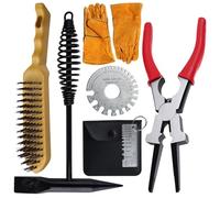 SPEEDWOX 6PCS Welding Slag Removal Tool Sets MIG Welding Pliers Sets Scratch Wire Brush Welding Hammers Slag Removal Tool with Metal Sheet Thickness Gauges Welding Gloves Wire Gauge