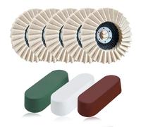 SPEEDWOX 8Pcs Felt Flap Disc Abrasives Buffing Polishing Wheel Set | 5 Pcs Wool Polishing Wheel Disc, 3 Pcs Buffing Compound, Polishing Compounds Included, For Angle Grinder