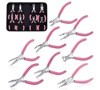 SPEEDWOX 8pcs Jewelry Pliers Set Jewelry Making Tools Nylon Flat Jaw Flat Nose with Smooth Jaw End Cutting Long Bent Nose Diagonal Round 6 in 1 Wire Wrapping Pliers for Beading