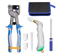 SPEEDWOX 8PCS Mosaic Making Kit Heavy Duty 8 Inch Glass Tile Nippers Pistol Grip Oil Feed Glass Cutter Set with 3 Size Cutter Head Oil Dropper Screwdriver Leather Zipper Bag