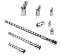 SPEEDWOX 9 PCS Socket Accessory Set Includes 3/8" Impact Drive Extension Bar Set（3-inch 6-inch 10-inch） 1/4-inch, 3/8-inch, 1/2-inch Drive Universal Joints and Adapters, Premium Chrome Vanadium Steel