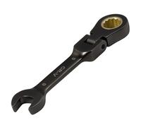 SPEEDWOX 9mm Stubby Flex-Head Ratcheting Combination Wrench - 72 Tooth Box and Open End Spanner, Anti-Slip Flexible Head, Heat-Treated CR-V Steel Works on Stripped and Rounded Bolts