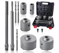 SPEEDWOX 9Pcs SDS Plus Concrete Hole Saw Kits Masonry Hole Saw Sets & Kits SDS Bits Carbide Hole Saw 30 40 65 80 100 mm with 2 Drill Bits and SDS Plus & Max Shank Rod for Brick Cement Stone Concrete