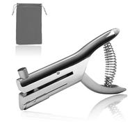 SPEEDWOX Deep Throat Heavy Duty Hand Held Single Hole Punch Heavy Duty Hand Held Zinc Alloy 3/8 Inch (10 mm) Hole Punch for Paper ID PVC Cards Plastic Cardboard Photos with Paper Scrap Collection Tray