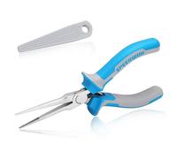 SPEEDWOX Fine Tips Needle Nose Pliers for Jewelry Making Long Fishing with Serrated Jaw Thin Protective Cover Wire Looping Beading, Blue, 6''