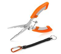 SPEEDWOX Fishing Pliers Long Nose Fish Hook Remover Pliers Fishing Pliers Scissors Fishing Needle Nose Pliers Fishing Multitool Pliers with Anti-Lose Fishing Lanyard Rope
