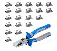 SPEEDWOX Glass Breaking Pliers with 20 Pcs Key Fob Hardware Set with Keychain Split Rings Webbing Fabric Strapping Wristlet Set Breaking Pliers Tools with Rubber Tips (1.25" Dark Nickel)