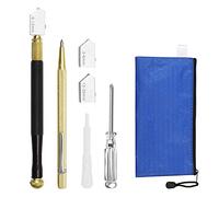 SPEEDWOX Glass Cutter Tool Set Pencil Style Oil Feed Carbide Tip with 2 Replaceable Blades 2mm-20mm Tungsten Scribe Engraving Pen Oil Dropper Screwdrive for Glass Tiles Mirror Cutting