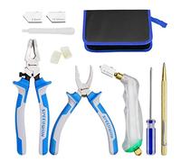 SPEEDWOX Heavy Duty Glass Running Pliers Breaker Grozer Pliers Set 12PCS Glass Cutting Tool Kit Oil Feed Glass Cutter with 3 Size Cutter Head Oil Dropper Screwdriver Engraved Pen Leather Zipper Bag