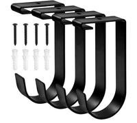 SPEEDWOX Heavy Duty Overhead Garage Storage Hooks for Ceiling Rack Wall Shelving and Bike Hanging - 4 Pack Add On Accessory Flat Hooks Bike Hook for Garage Ceiling Mount Rack, Black
