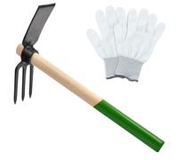 SPEEDWOX Hoe and Cultivator Hand Tiller Hoe Cultivator 2 in 1 Hand Garden Tools with Wooden Handle Sturdy 3 Claw Tiller Carbon Steel Heavy Duty for Loosening Soil, Weeding, Cultivating and Digging