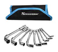 SPEEDWOX L Shaped Double Head Hex Socket Wrench Set, 9-Piece Metric 8-19mm 6-Point Angled Elbow Wrench, Chrome Vanadium Steel with Rolling Pouch for Automotive & Industrial Maintenance