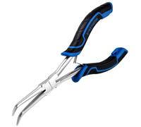 SPEEDWOX Long Reach Bent Needle Nose Pliers with Smooth Jaw Angled Needle Nose Pliers for Jewelry Making Fish Bone Tweezers Bent Chain for Wire Bending and Small Object Gripping